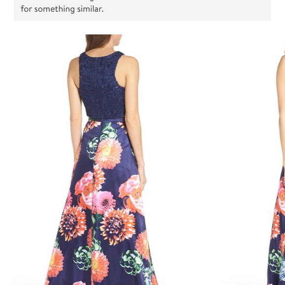 Two piece floral and lace gown - Picture 3 of 5